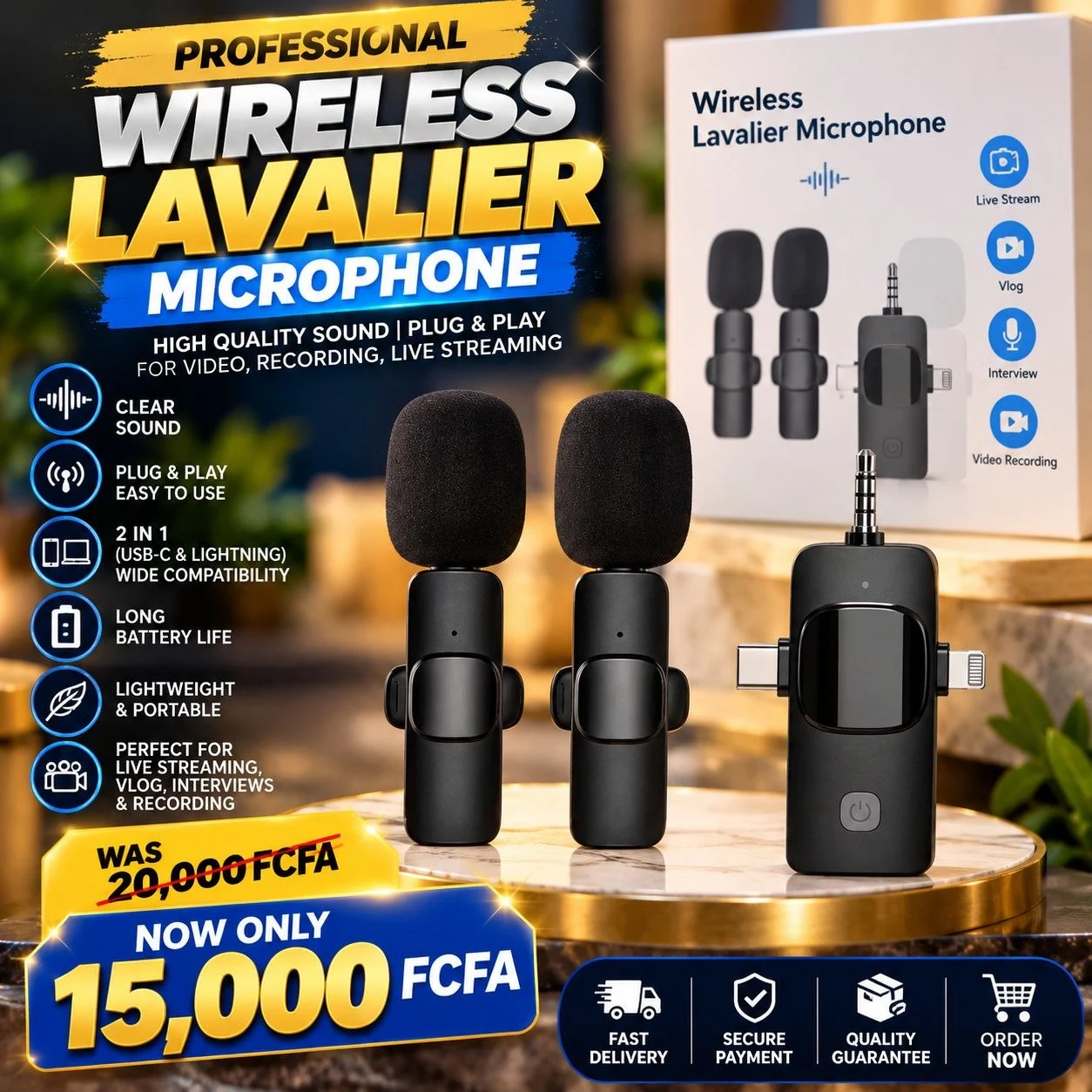Wireless lavalier microphone promotional photograph